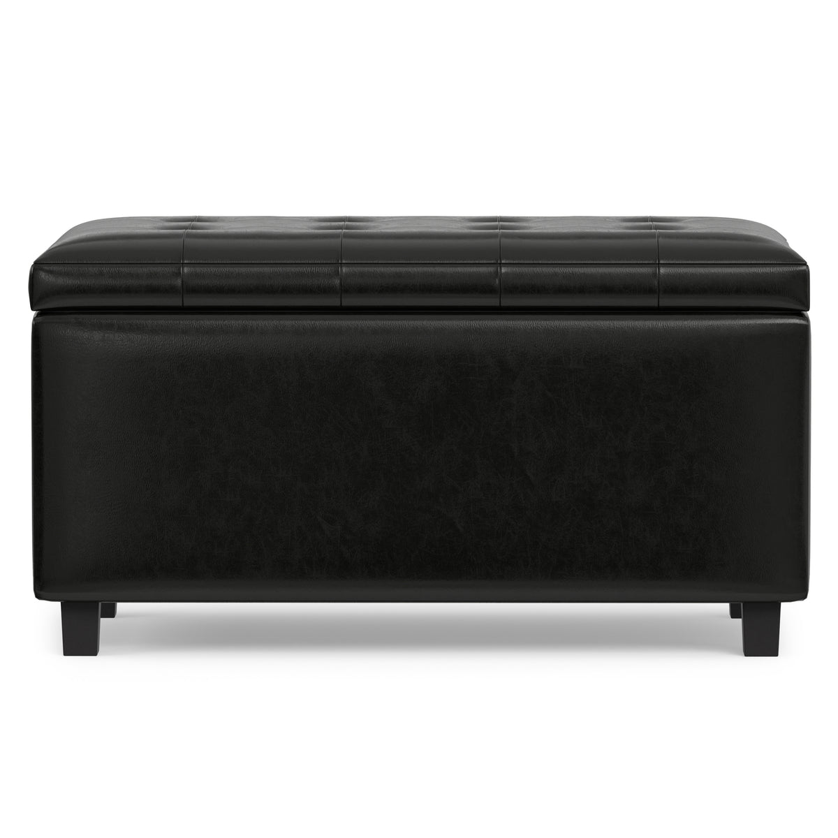 Midnight Black Vegan Leather | Cosmopolitan Storage Ottoman in Vegan Leather