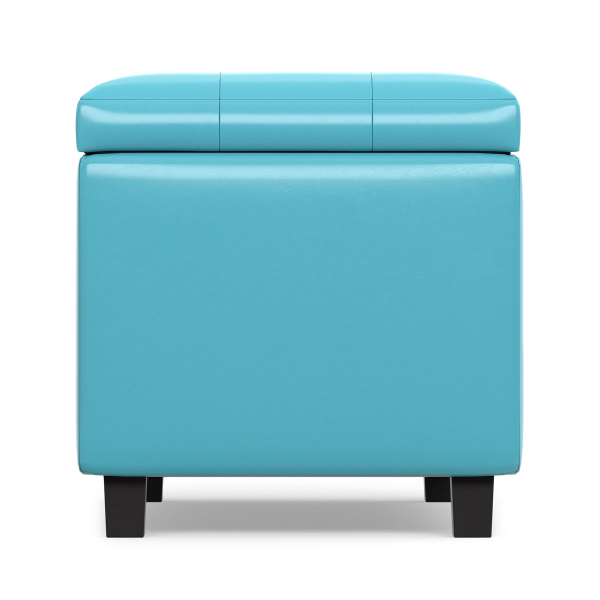 Soft Blue Vegan Leather | Cosmopolitan Storage Ottoman in Vegan Leather