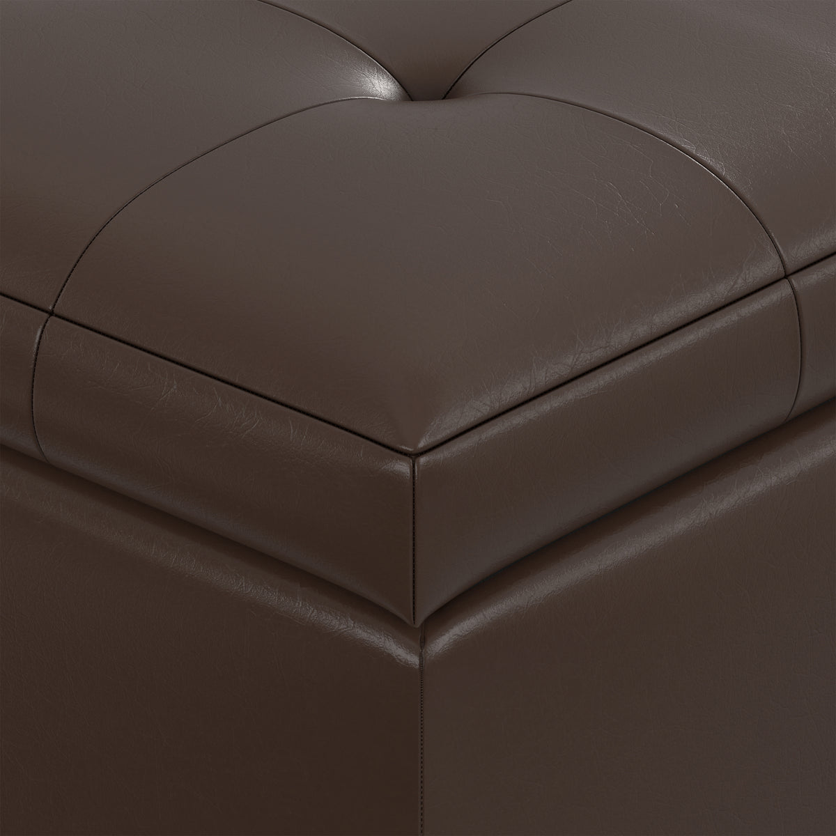 Chocolate Brown Vegan Leather | Cosmopolitan Storage Ottoman in Vegan Leather