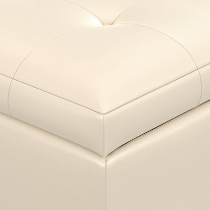 Satin Cream Vegan Leather | Cosmopolitan Storage Ottoman in Vegan Leather