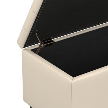 Satin Cream Vegan Leather | Cosmopolitan Storage Ottoman in Vegan Leather