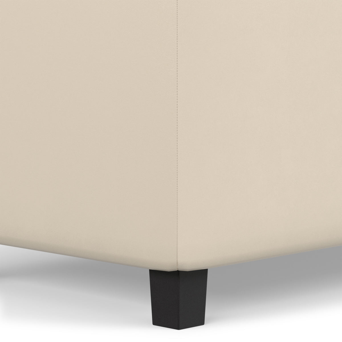 Satin Cream Vegan Leather | Cosmopolitan Storage Ottoman in Vegan Leather