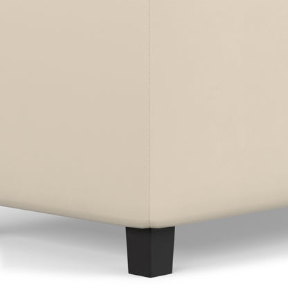 Satin Cream Vegan Leather | Cosmopolitan Storage Ottoman in Vegan Leather