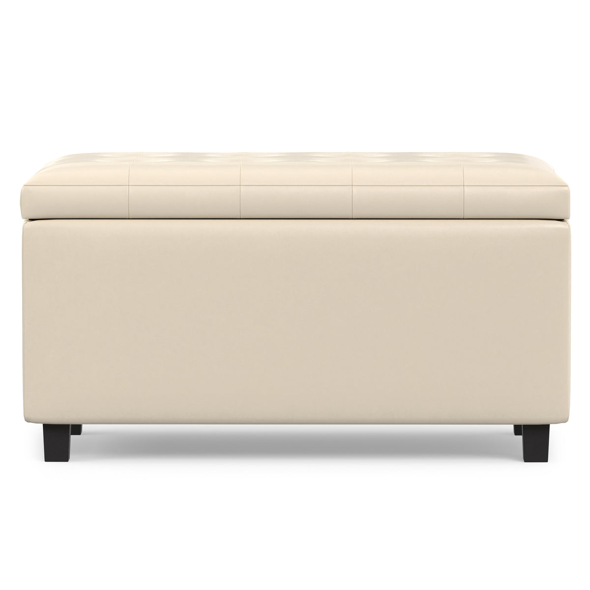 Satin Cream Vegan Leather | Cosmopolitan Storage Ottoman in Vegan Leather