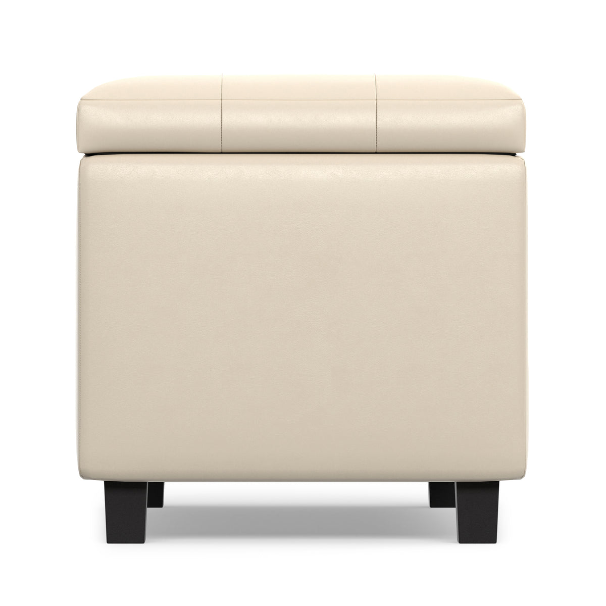 Satin Cream Vegan Leather | Cosmopolitan Storage Ottoman in Vegan Leather