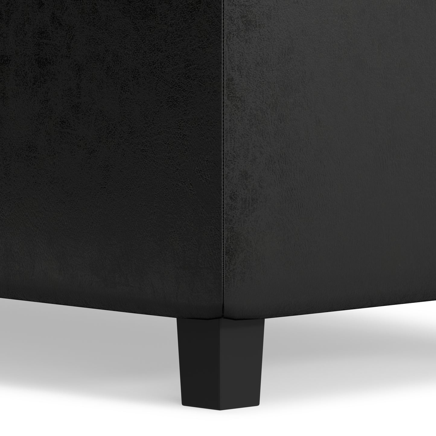 Distressed Black Distressed Vegan Leather | Cosmopolitan Storage Ottoman in Distressed Vegan Leather