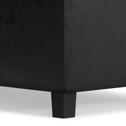 Distressed Black Distressed Vegan Leather | Cosmopolitan Storage Ottoman in Distressed Vegan Leather