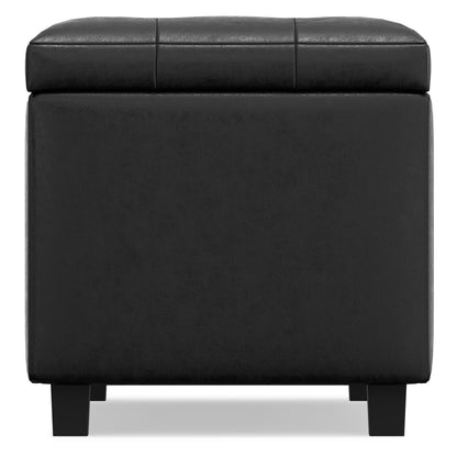 Distressed Black Distressed Vegan Leather | Cosmopolitan Storage Ottoman in Distressed Vegan Leather