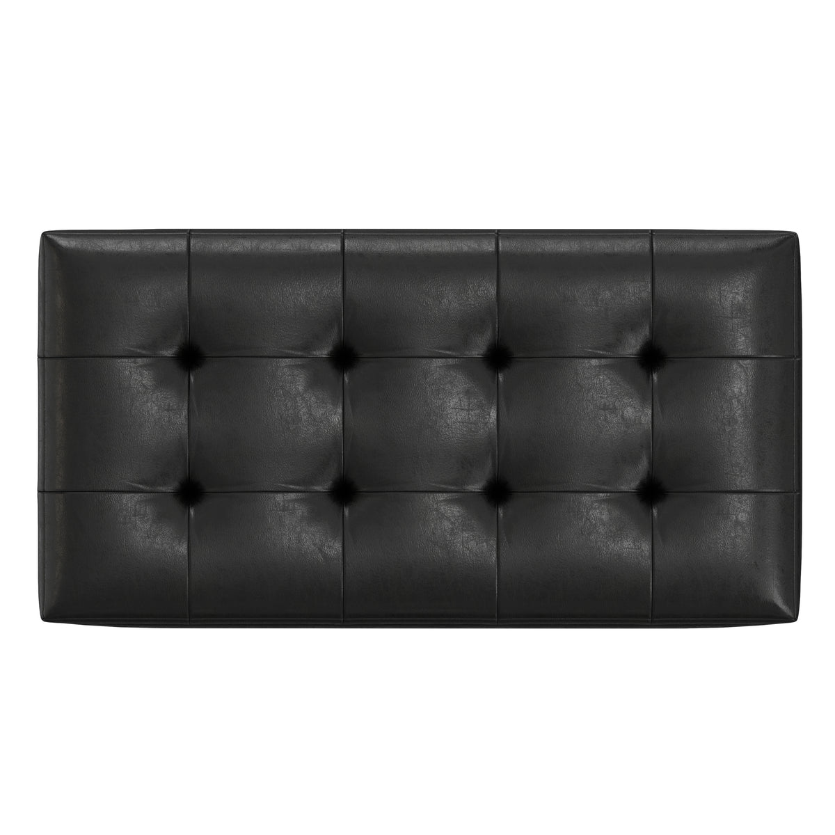 Distressed Black Distressed Vegan Leather | Cosmopolitan Storage Ottoman in Distressed Vegan Leather