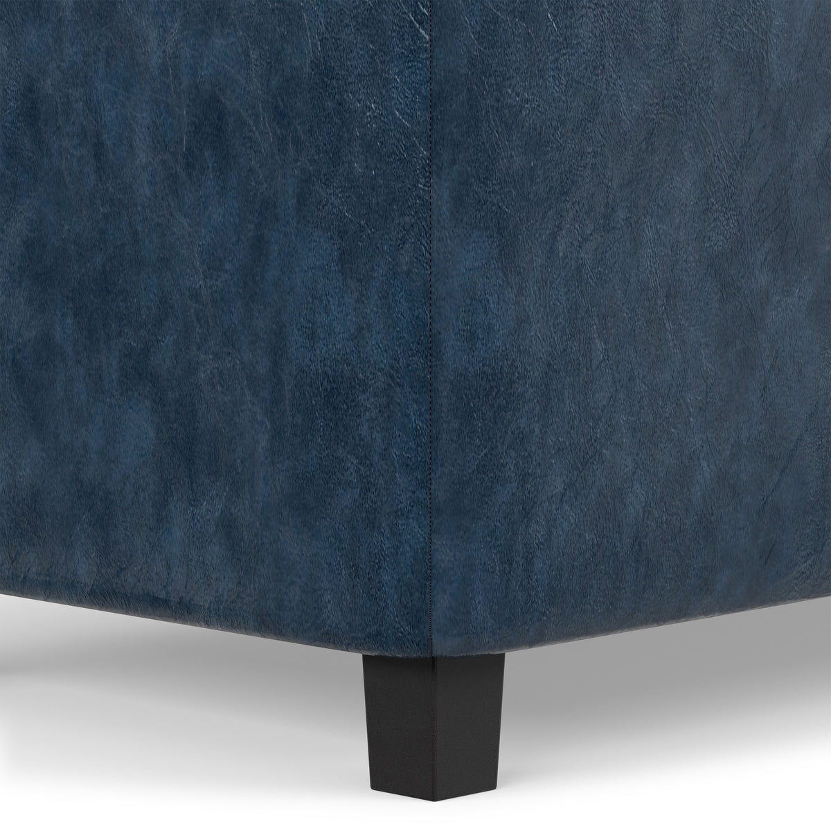 Denim Blue Vegan Leather | Cosmopolitan Storage Ottoman in Vegan Leather