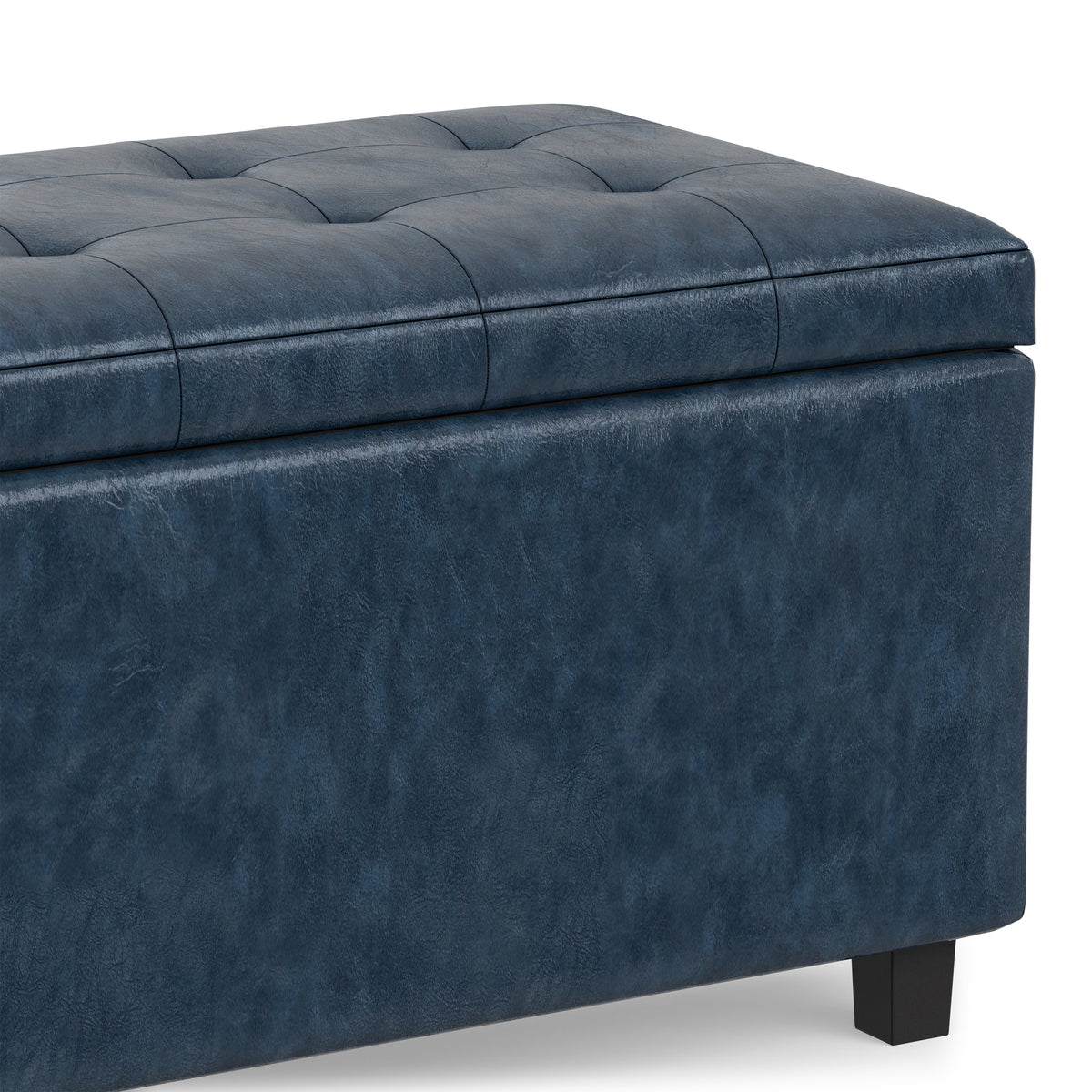 Denim Blue Vegan Leather | Cosmopolitan Storage Ottoman in Vegan Leather