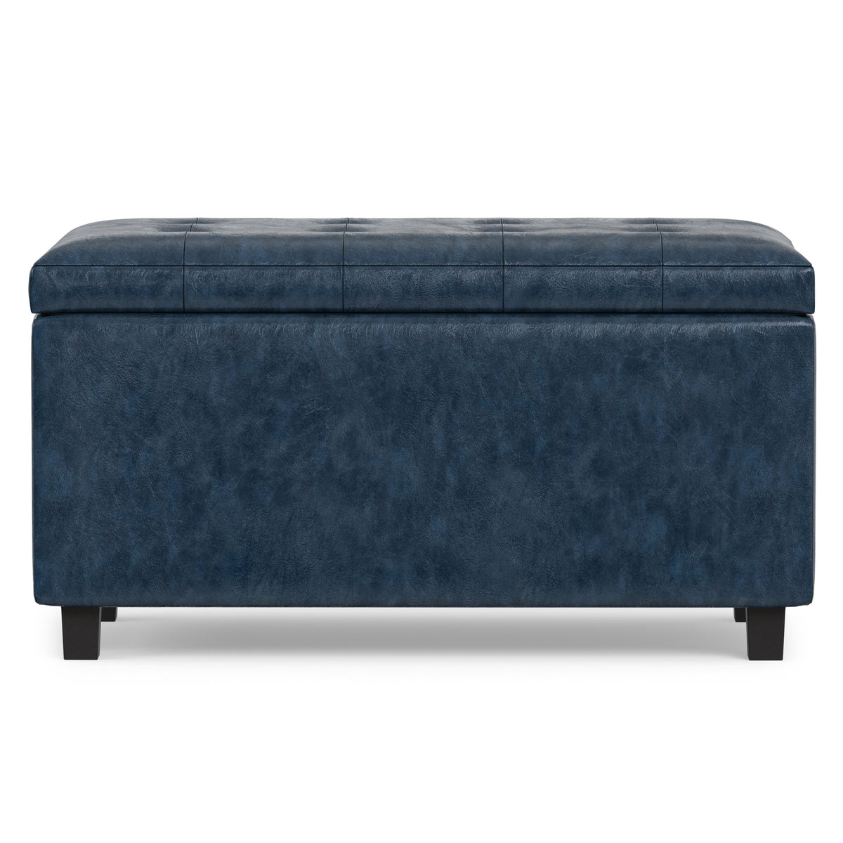 Denim Blue Vegan Leather | Cosmopolitan Storage Ottoman in Vegan Leather