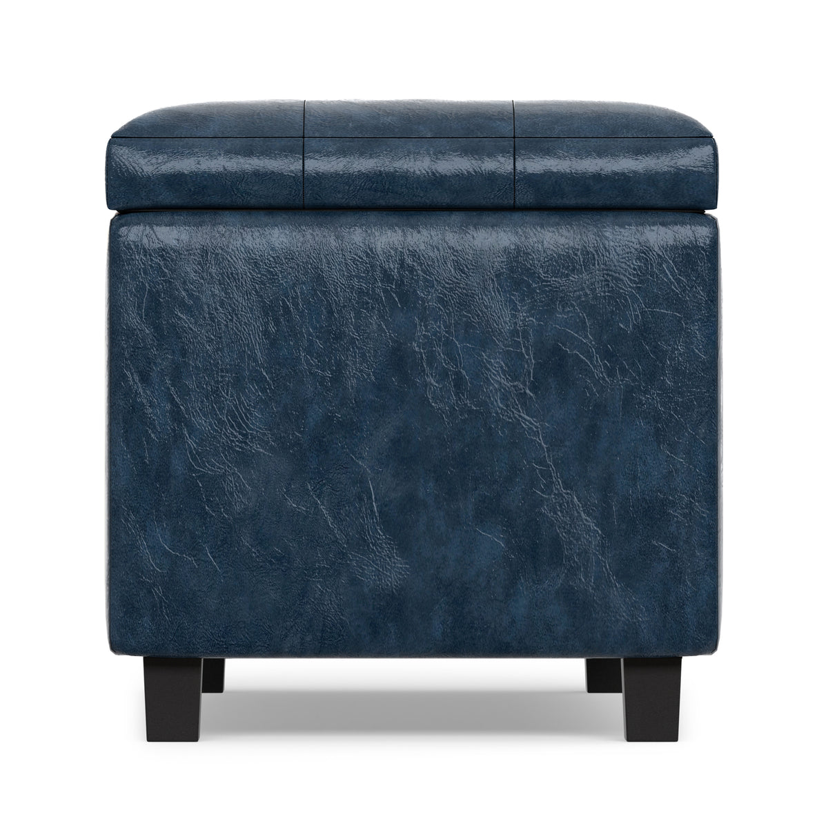 Denim Blue Vegan Leather | Cosmopolitan Storage Ottoman in Vegan Leather