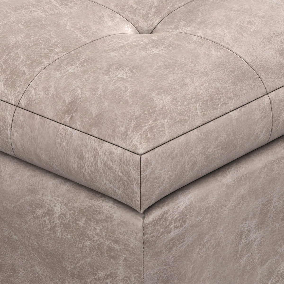 Distressed Grey Taupe Distressed Vegan Leather | Cosmopolitan Storage Ottoman in Distressed Vegan Leather