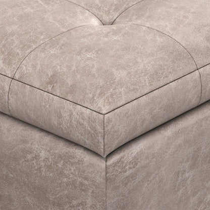 Distressed Grey Taupe Distressed Vegan Leather | Cosmopolitan Storage Ottoman in Distressed Vegan Leather