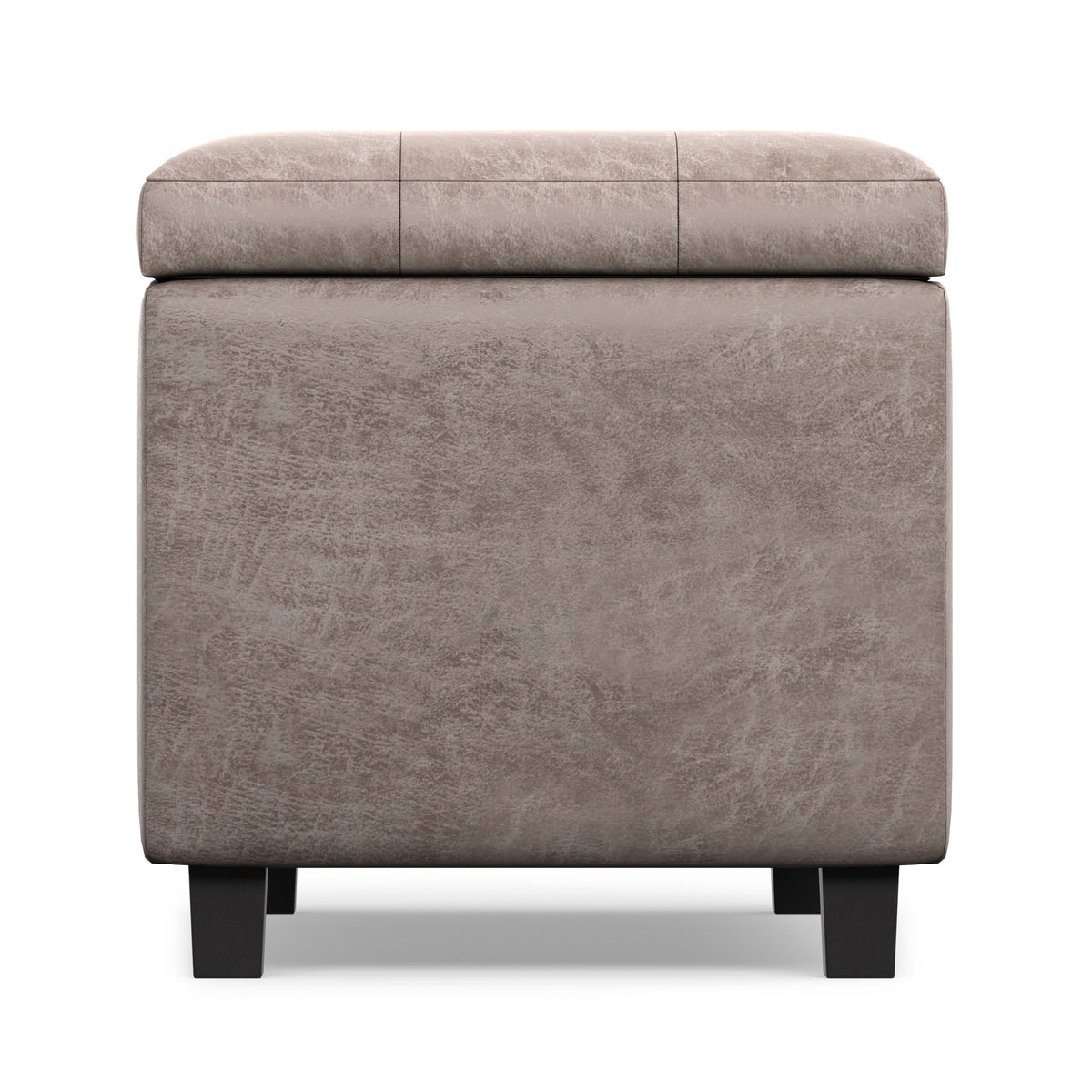 Distressed Grey Taupe Distressed Vegan Leather | Cosmopolitan Storage Ottoman in Distressed Vegan Leather