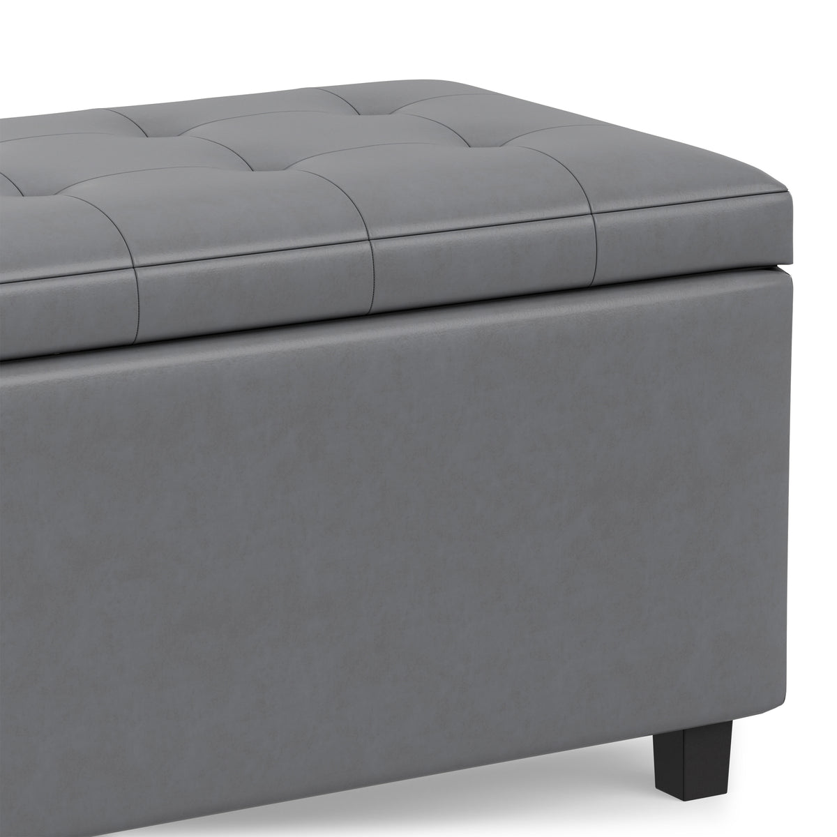 Stone Grey Vegan Leather | Cosmopolitan Storage Ottoman in Vegan Leather