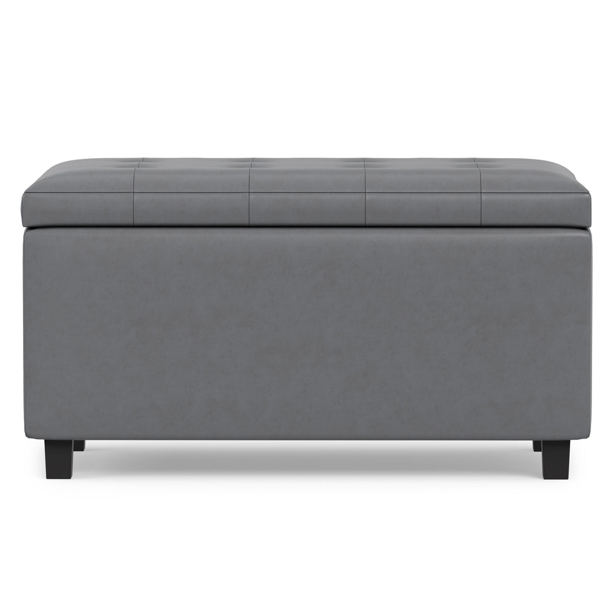 Stone Grey Vegan Leather | Cosmopolitan Storage Ottoman in Vegan Leather