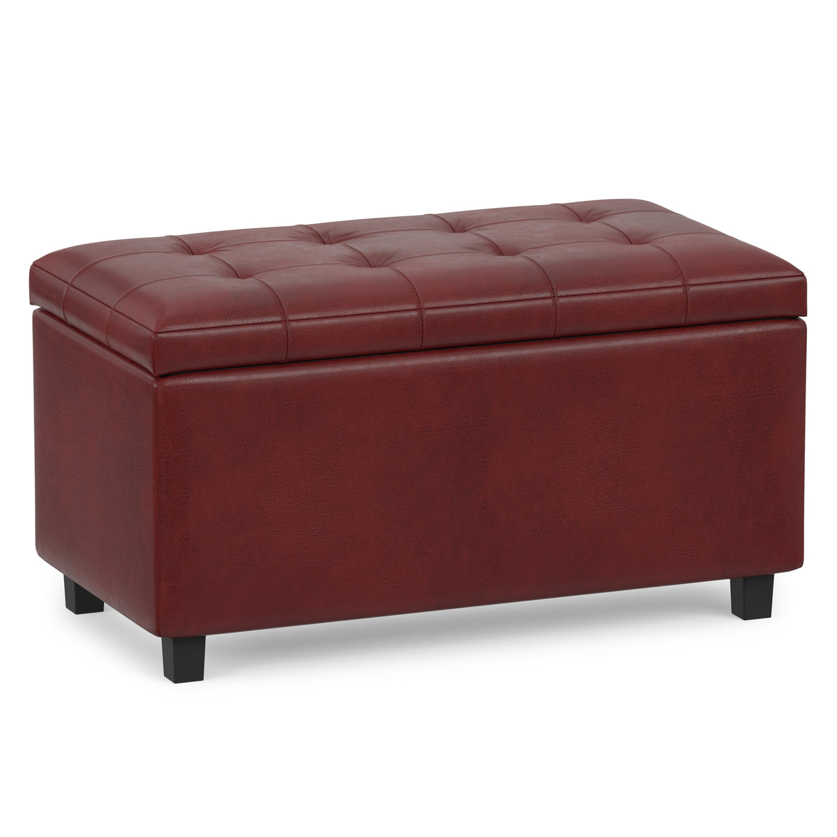 Red Vegan Leather | Cosmopolitan Storage Ottoman in Vegan Leather