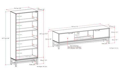 Banting 72 inch Low TV Stand with 30 inch Bookcases (Set of 3)