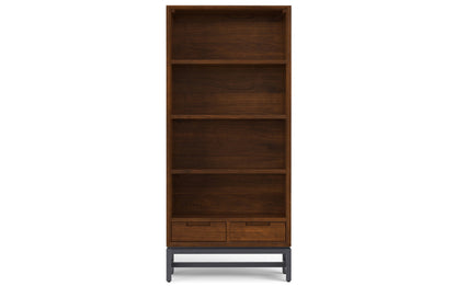Walnut Walnut Veneer | Banting 72 inch Desk and 30 inch Bookcase in Walnut