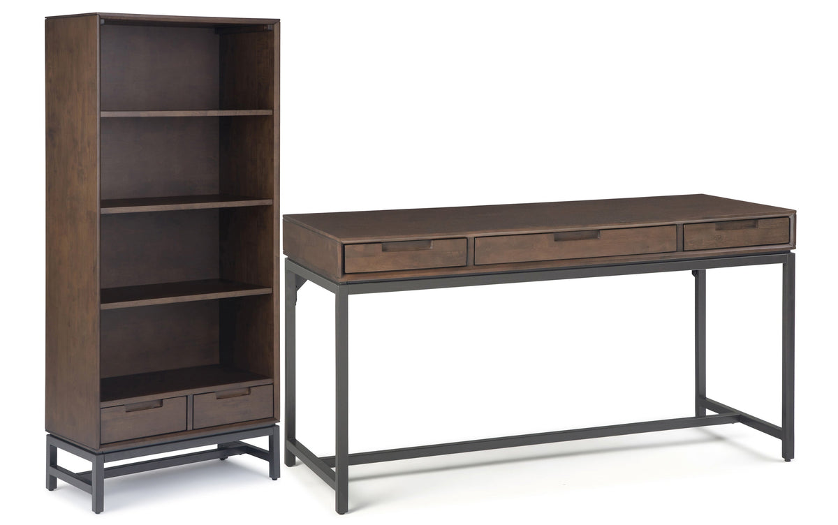 Medium Saddle Brown | Banting 60 inch Desk and 30 inch Bookcase (Set of 2)