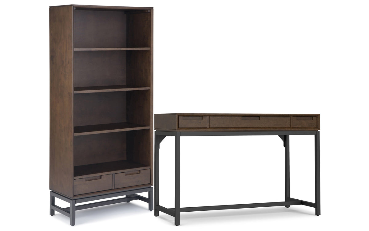 Walnut Brown | Banting 48 inch Desk and 30 inch Bookcase