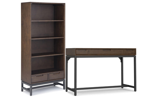 Walnut Brown | Banting 48 inch Desk and 30 inch Bookcase