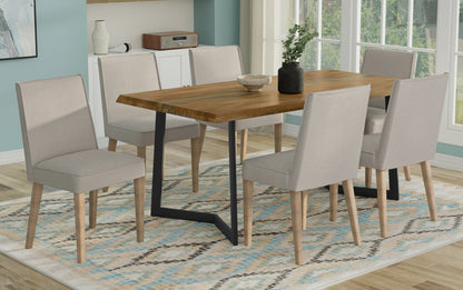 Natural Linen Style Fabric | Bartow / Watkins 7 Piece Dining Set