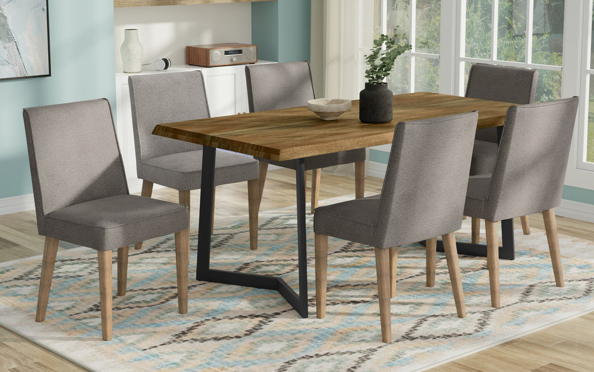 Taupe Linen Style Fabric | Bartow / Watkins 7 Piece Dining Set