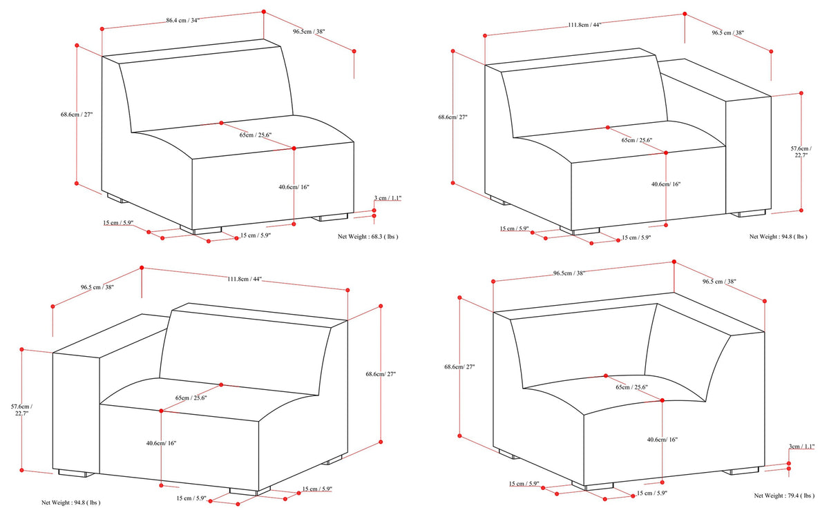 Pale Grey Performance Fabric | Rex Corner Sectional in Performance Fabric
