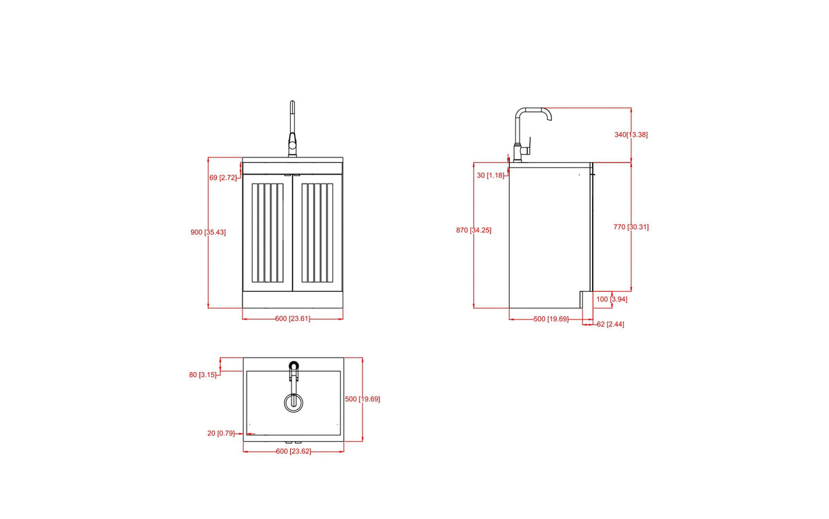 Pure White | Murphy 2 Door Utility Laundry Cabinet with SS Sink & Faucet