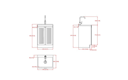 Pure White | Murphy 2 Door Utility Laundry Cabinet with SS Sink & Faucet