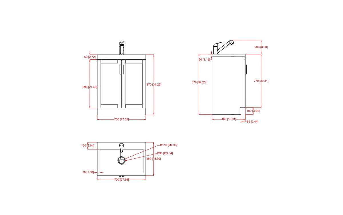 White 28 inch | Kyle All-In-One 28-inch Laundry Utility Sink and Cabinet