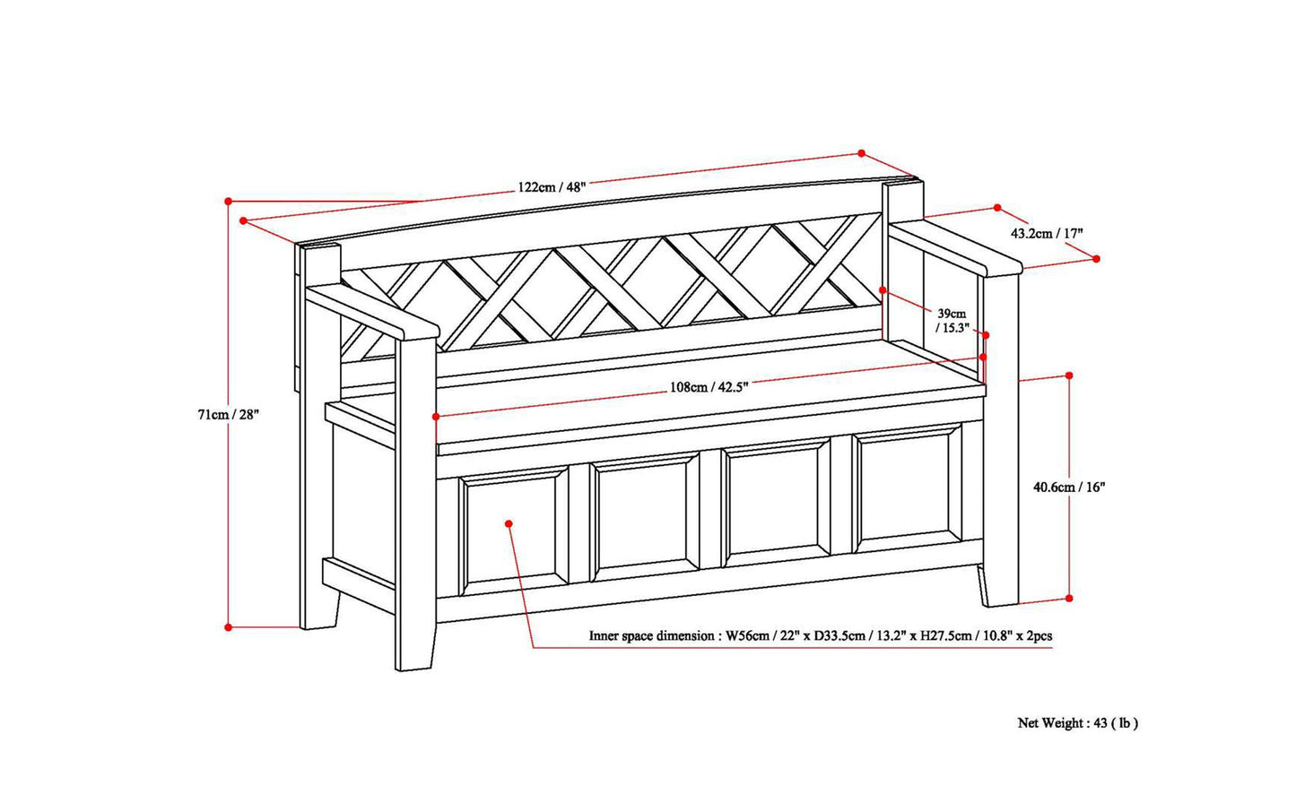 Farmhouse Brown | Amherst Entryway Bench