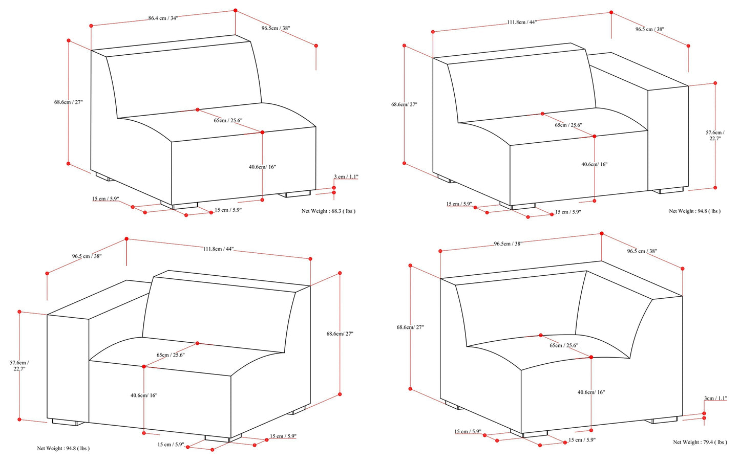 Pale Grey Performance Fabric | Rex U-Shaped Sectional in Performance Fabric