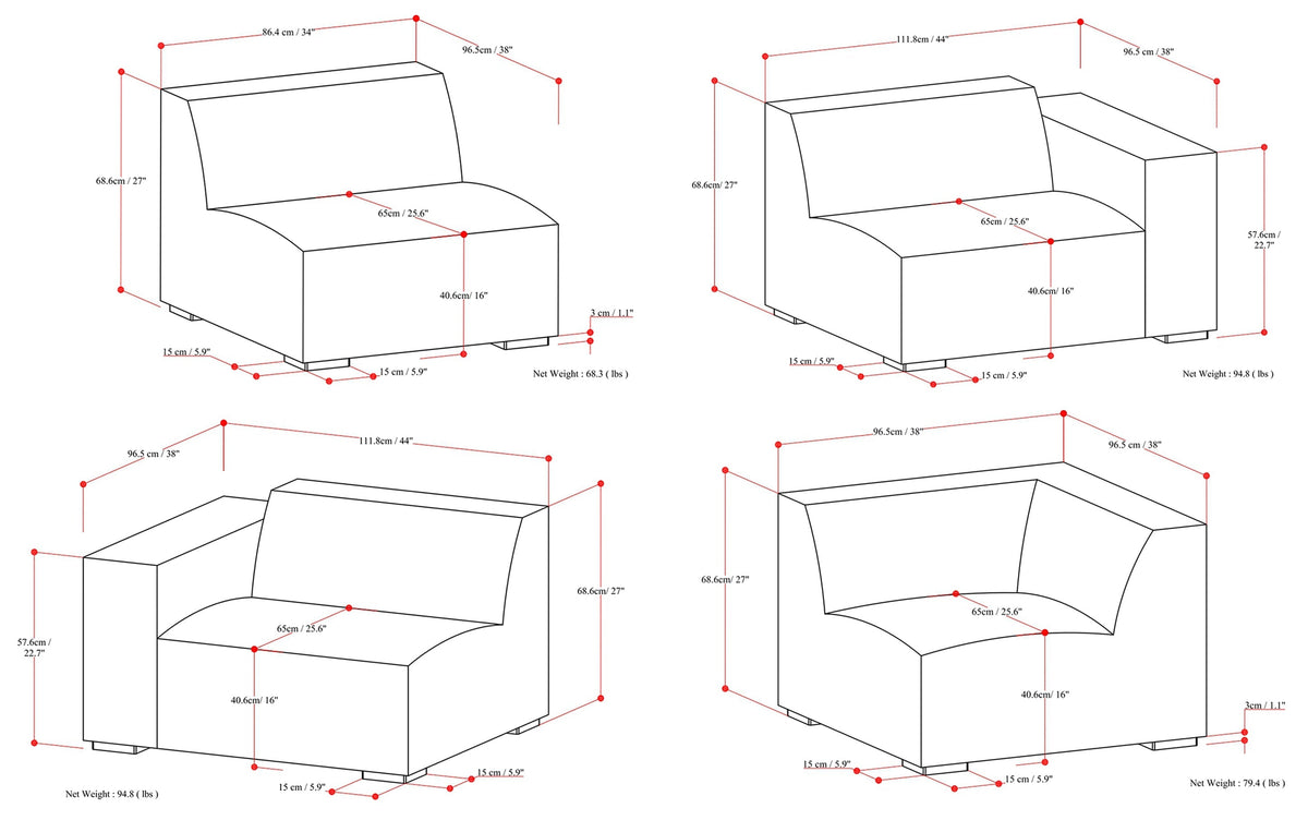 Pale Grey Performance Fabric | Rex U-Shaped Sectional in Performance Fabric