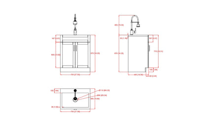 Hennessy Deluxe 28 inch Laundry Cabinet with Faucet and Stainless Steel Sink