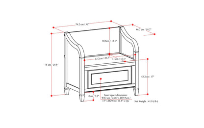 Dark Chestnut Brown | Connaught Small Entryway Storage Bench