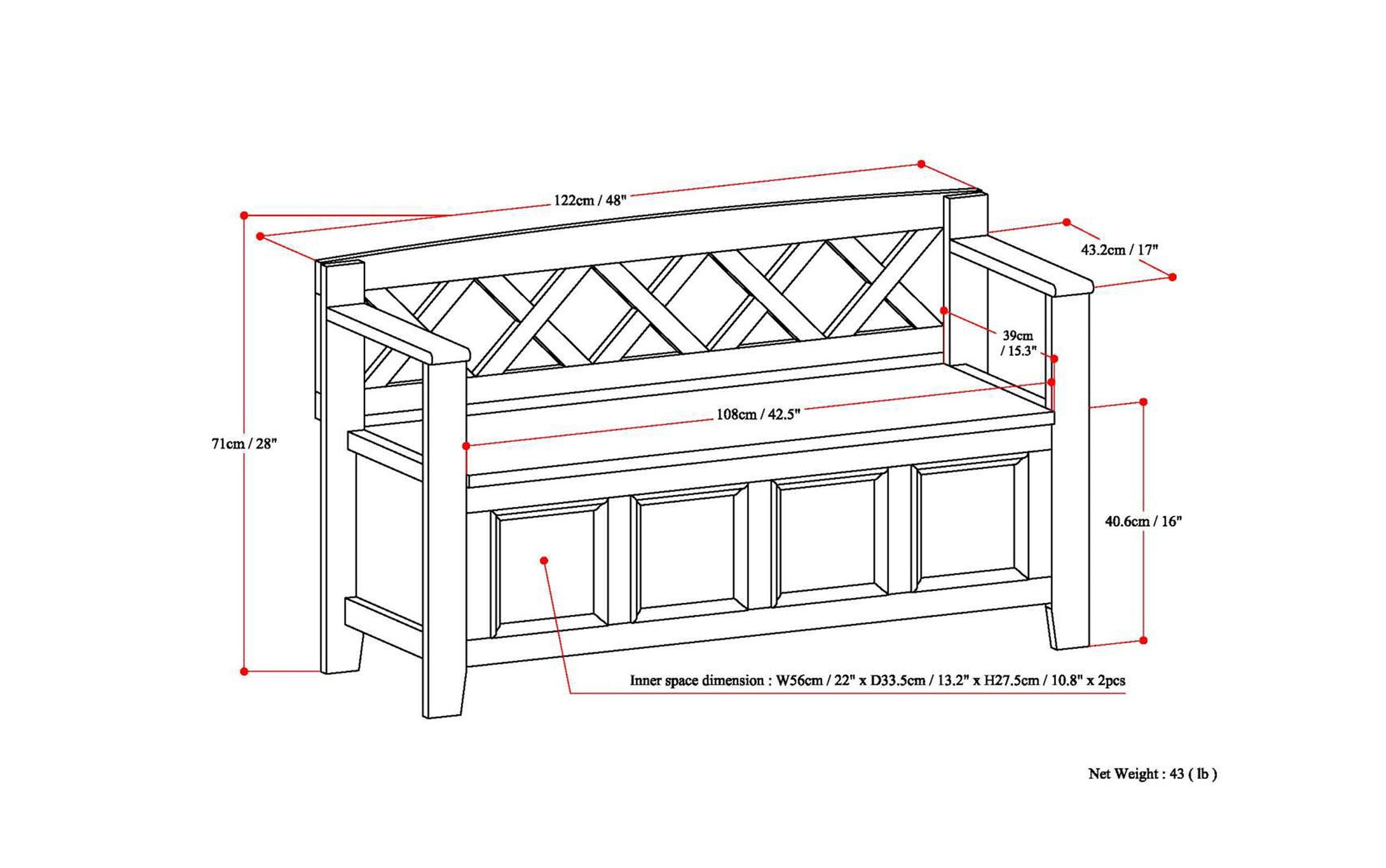 Fog Grey | Amherst Entryway Bench