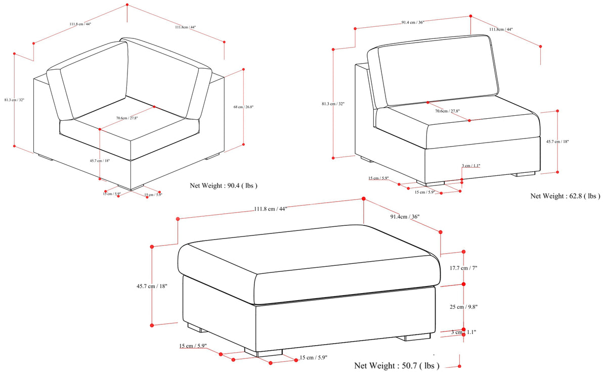 Jasmine Pit Sectional Sofa in Performance Fabric