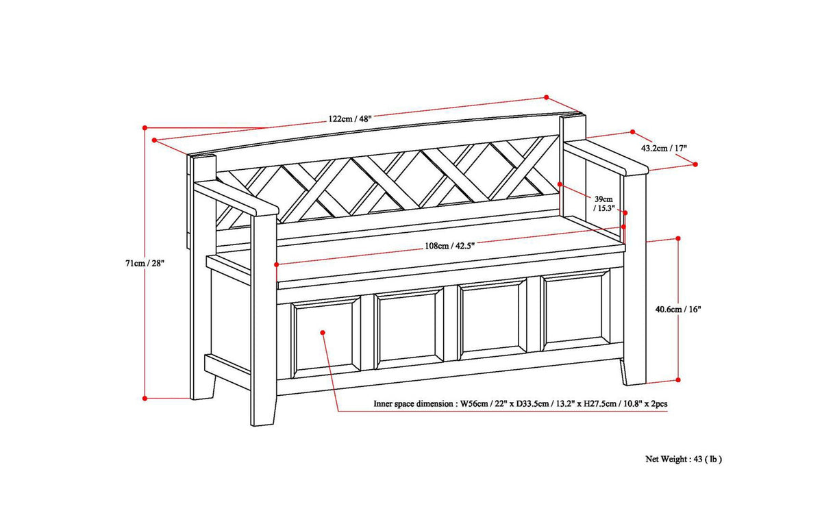 Antique White | Amherst Entryway Bench