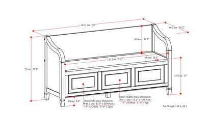 Dark Chestnut Brown | Connaught Wide Entryway Storage Bench