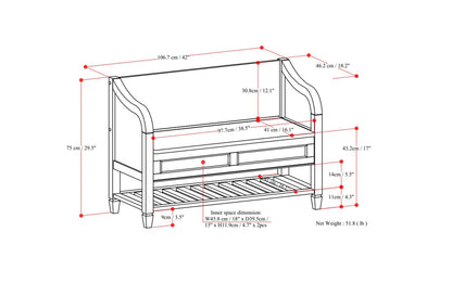 Dark Chestnut Brown | Connaught Entryway Storage Bench with Shelf