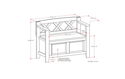 White | Amherst Small Entryway Storage Bench