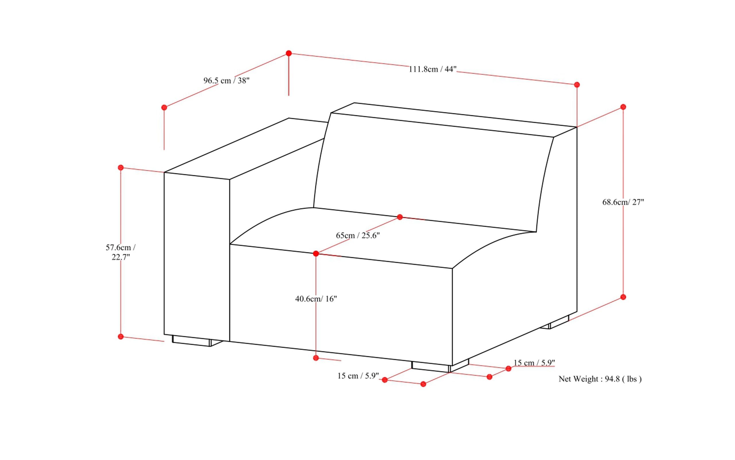 Pale Grey Performance Fabric | Rex Left Arm Module in Performance Fabric