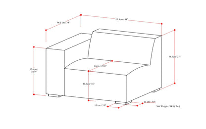 Pale Grey Performance Fabric | Rex Left Arm Module in Performance Fabric