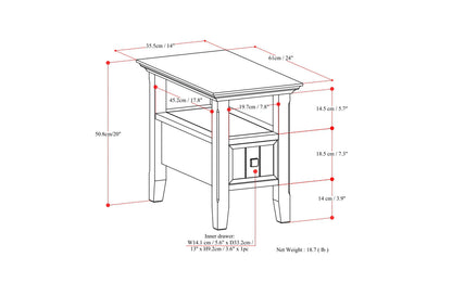 Brunette Brown | Acadian Narrow Side Table with Drawer