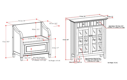 Dark Chestnut Brown | Connaught 30-inch Storage Bench and 40-inch Cabinet