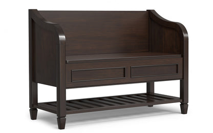 Dark Chestnut Brown | Connaught 42-inch Storage Bench with Shelf and 40-inch Cabinet